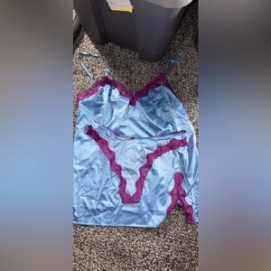 Victoria's Secret Blue Chemise with Purple Lace